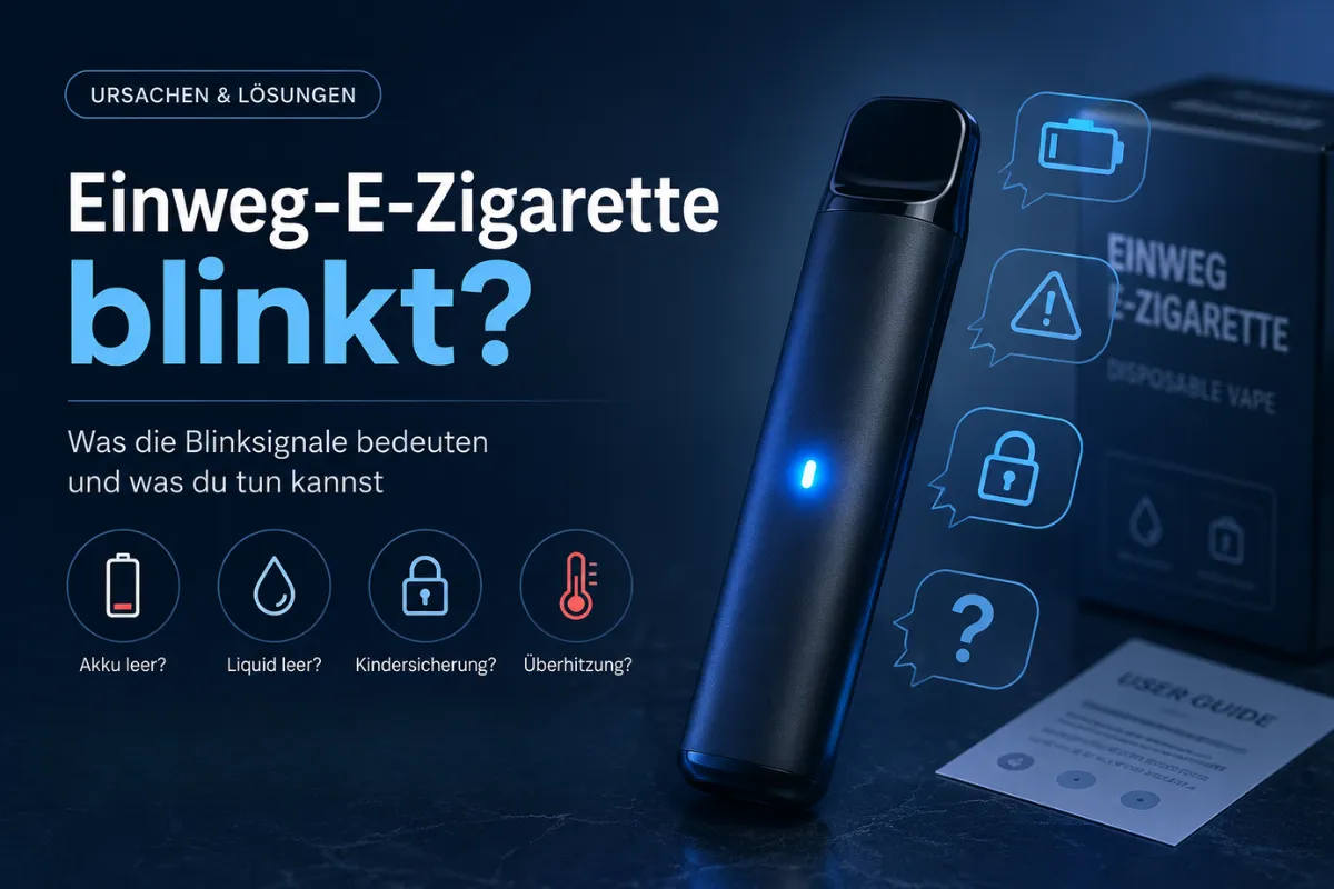 Einweg-E-Zigarette Blinkt: Farben, Ursachen &Amp; Lösungen | Vapepenzone Deutschland Einweg-E-Zigarette blinkt