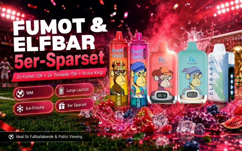Fumot &Amp; Elfbar Ice King 5Er-Sparset (2X Fumot 12K+2 X 15K Set + 1 X Ice King) | Vapepenzone Deutschland FUMOT & ELFBAR bundle sale