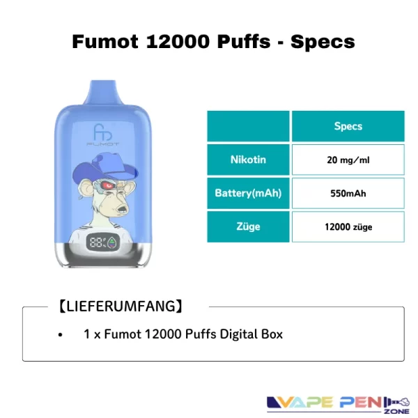 Fumot 12000 Puffs Digital Box-details