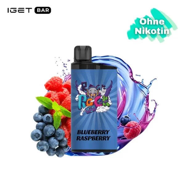 IGET Bar 3500 Züge nikotinfrei - Blueberry Raspberry günstige Einweg Vape kaufen
