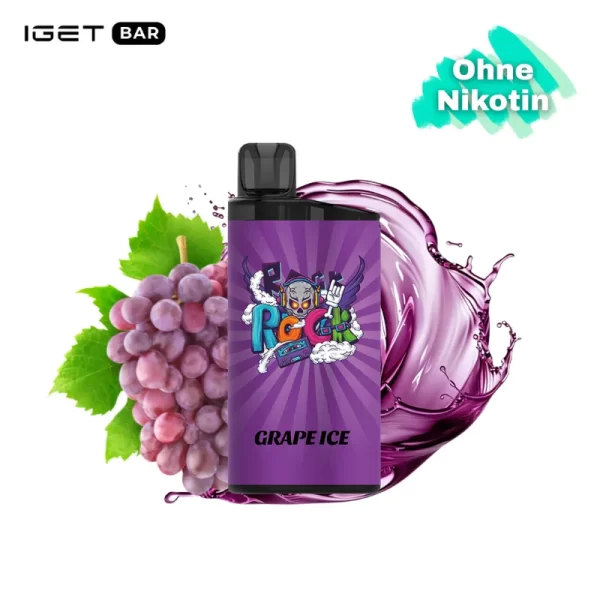IGET Bar 3500 Züge nikotinfrei - Grape Ice günstige Einweg Vape kaufen