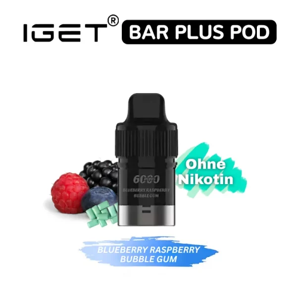 IGET Bar Plus Pod nikotinfrei - Blueberry Raspberry Bubble Gum