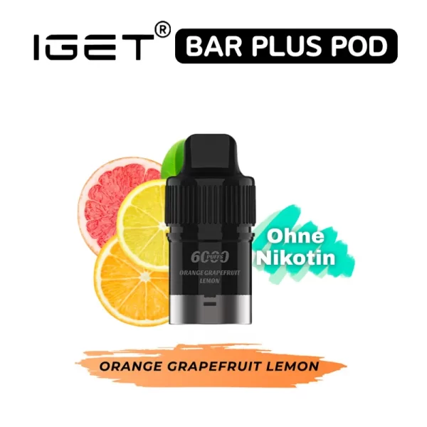 IGET Bar Plus Pod nikotinfrei 6000 Züge - Orange Grapefruit Lemon