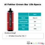 Al Fakher Crown Bar 15K Specs