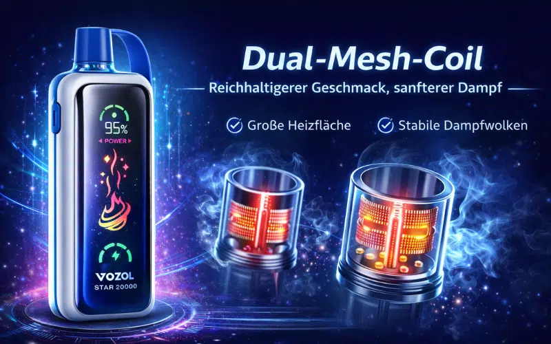 Vozol Star 20000 Im Test 2026: 7 Gründe, Warum Er Überzeugt! | Vapepenzone Deutschland Vozol Star 20000 Dual-Mesh-Coil